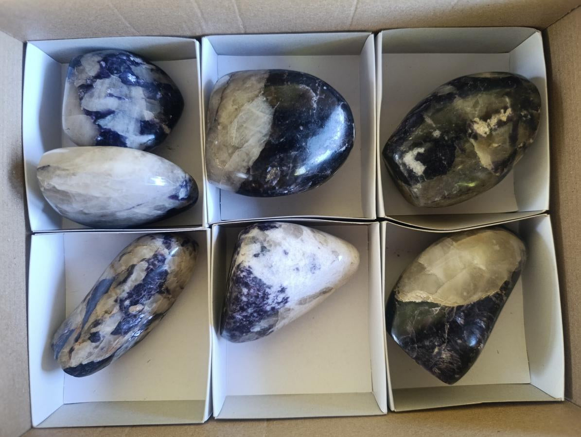 Polished Silver Leaf Lepidolite Standing Display Pieces x 7 From Zimbabwe - Toprock Gemstones and Minerals 