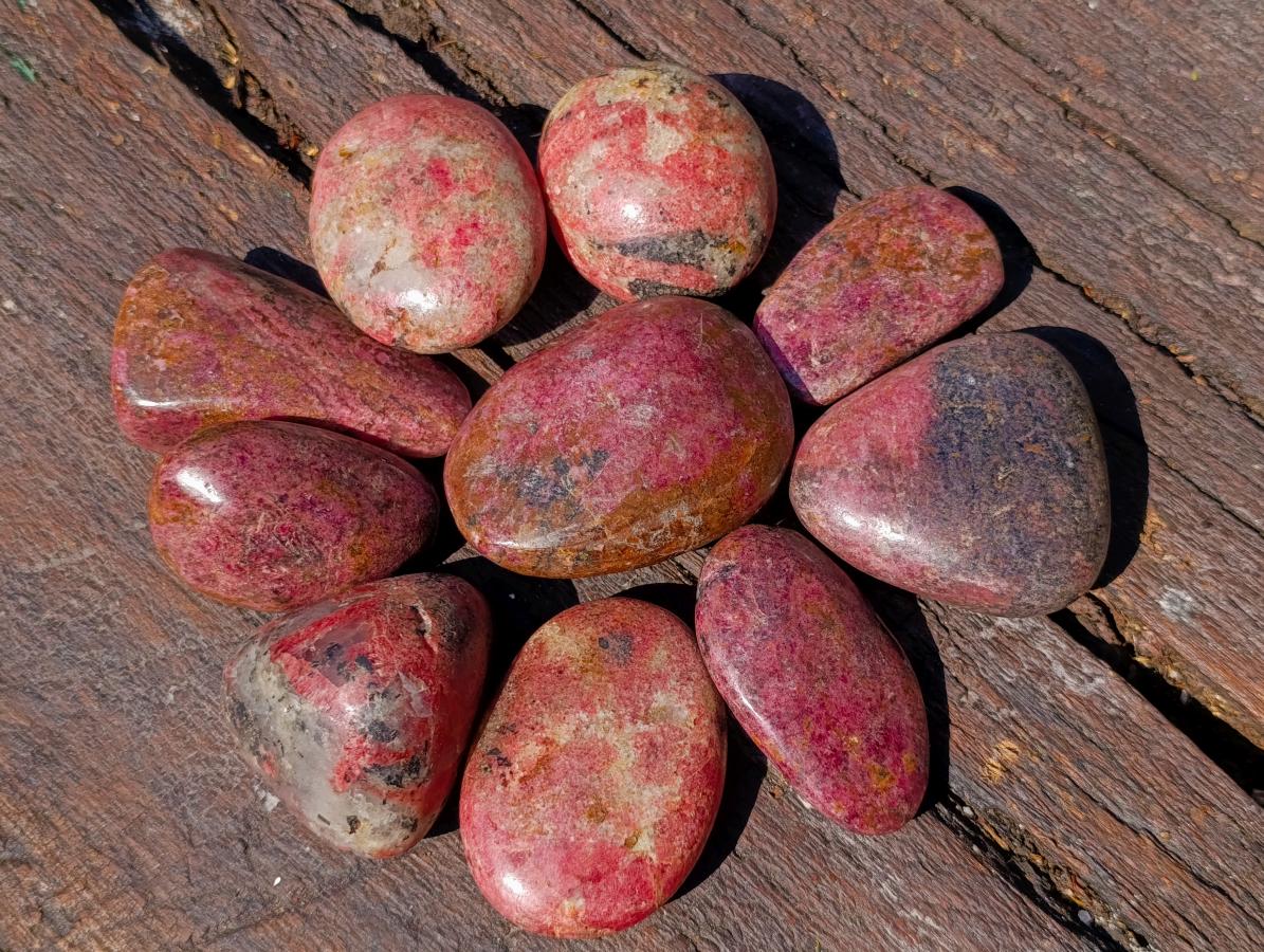 Polished Red Rhodesian Rhodonite Free Forms x 10 From Rhusinga, Zimbabwe - Toprock Gemstones and Minerals 