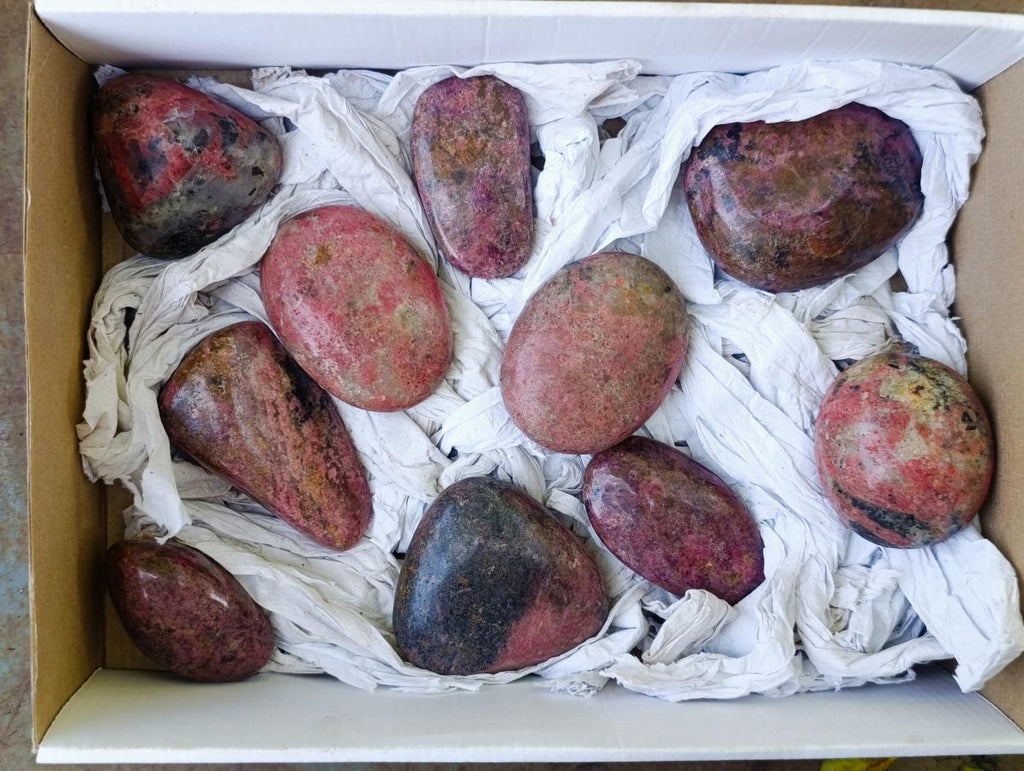 Polished Red Rhodesian Rhodonite Free Forms x 10 From Rhusinga, Zimbabwe - Toprock Gemstones and Minerals 