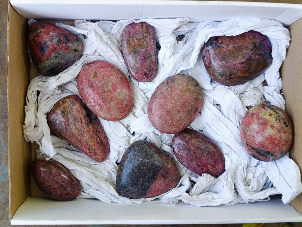 Polished Red Rhodesian Rhodonite Free Forms x 10 From Rhusinga, Zimbabwe - Toprock Gemstones and Minerals 