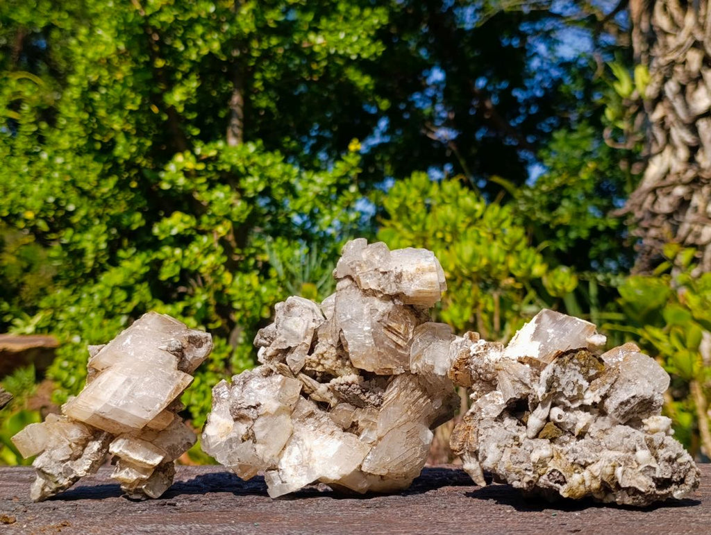 Natural Stacked Rhombohedral Calcite Crystals with Phosphorus Aragonite and Spearhead Crystals x 3 From Albert's Mountain, Lesotho - Toprock Gemstones and Minerals 