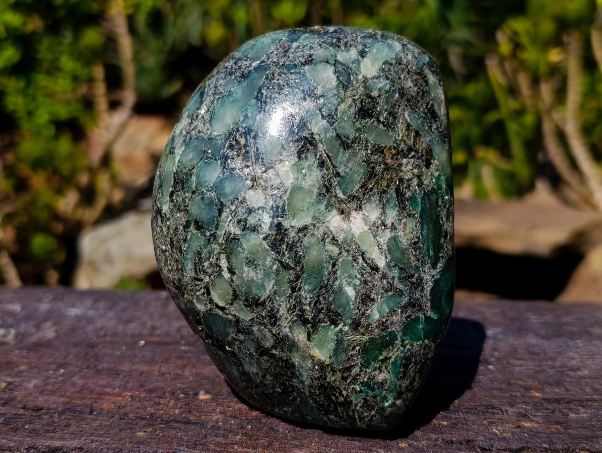 Polished MIx of Emerald Mica 'Mutokolite' Standing Display Piece and Free Form x 2 From Mutoko, Zimbabwe - Toprock Gemstones and Minerals 