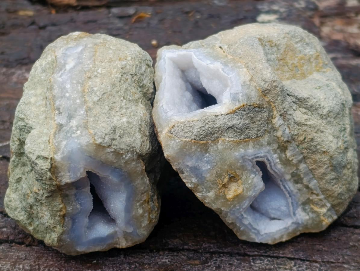 Natural Blue Lace Agate Geode and Vug Specimens x 12 From Nsanje, Malawi - Toprock Gemstones and Minerals 