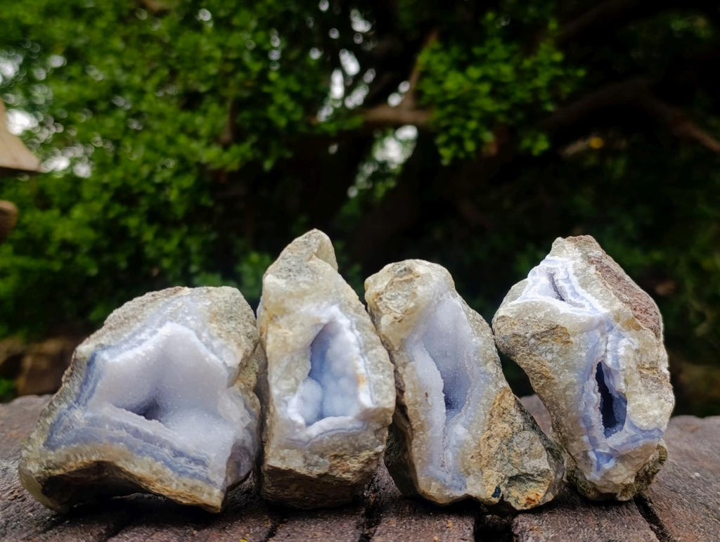 Natural Blue Lace Agate Geode and Vug Specimens x 12 From Nsanje, Malawi - Toprock Gemstones and Minerals 