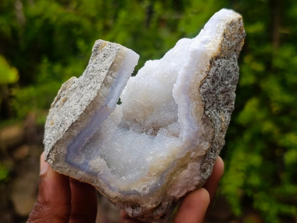 Natural Blue Lace Agate Geode and Vug Specimens x 12 From Nsanje, Malawi - Toprock Gemstones and Minerals 