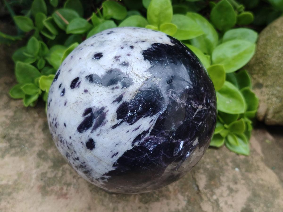 Polished Large Silver Leaf Lepidolite Sphere x 1 From Zimbabwe - Toprock Gemstones and Minerals 