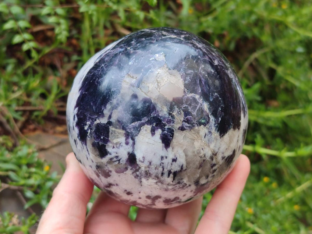 Polished Large Silver Leaf Lepidolite Sphere x 1 From Zimbabwe - Toprock Gemstones and Minerals 