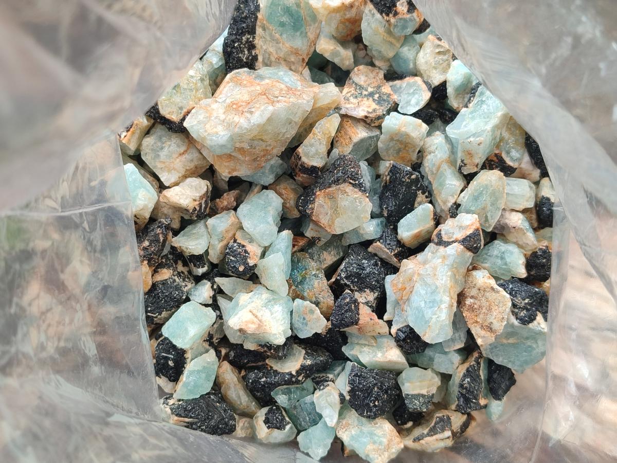 Natural Rare Aquamarine in Black Tourmaline Semi Crystal Specimens x 1,83 Kg Lot From Karibib, Namibia - Toprock Gemstones and Minerals 
