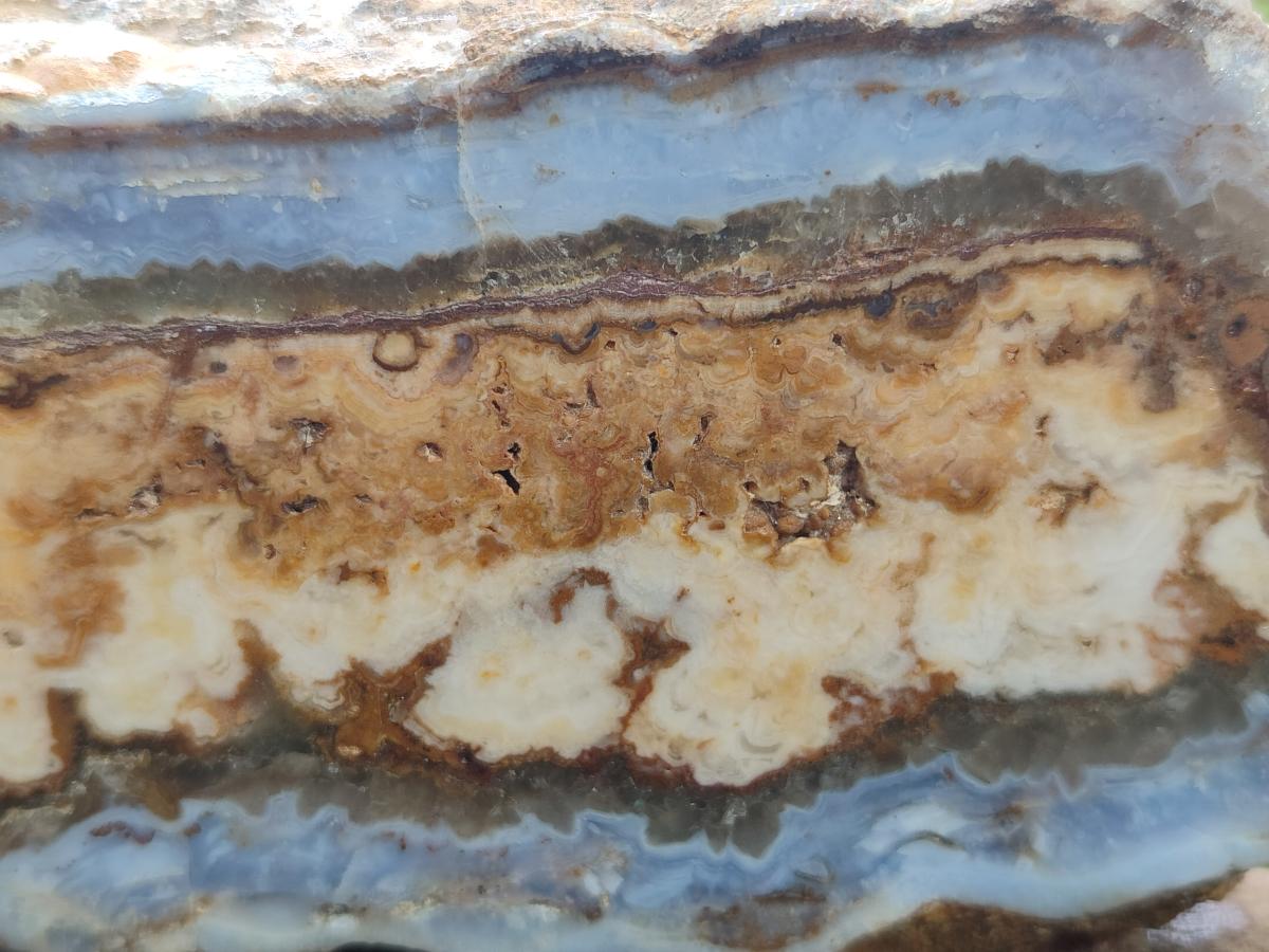 Polished and Natural Blue Lace Agate with Crazy Lace Slices x 4 From Namibia - Toprock Gemstones and Minerals 