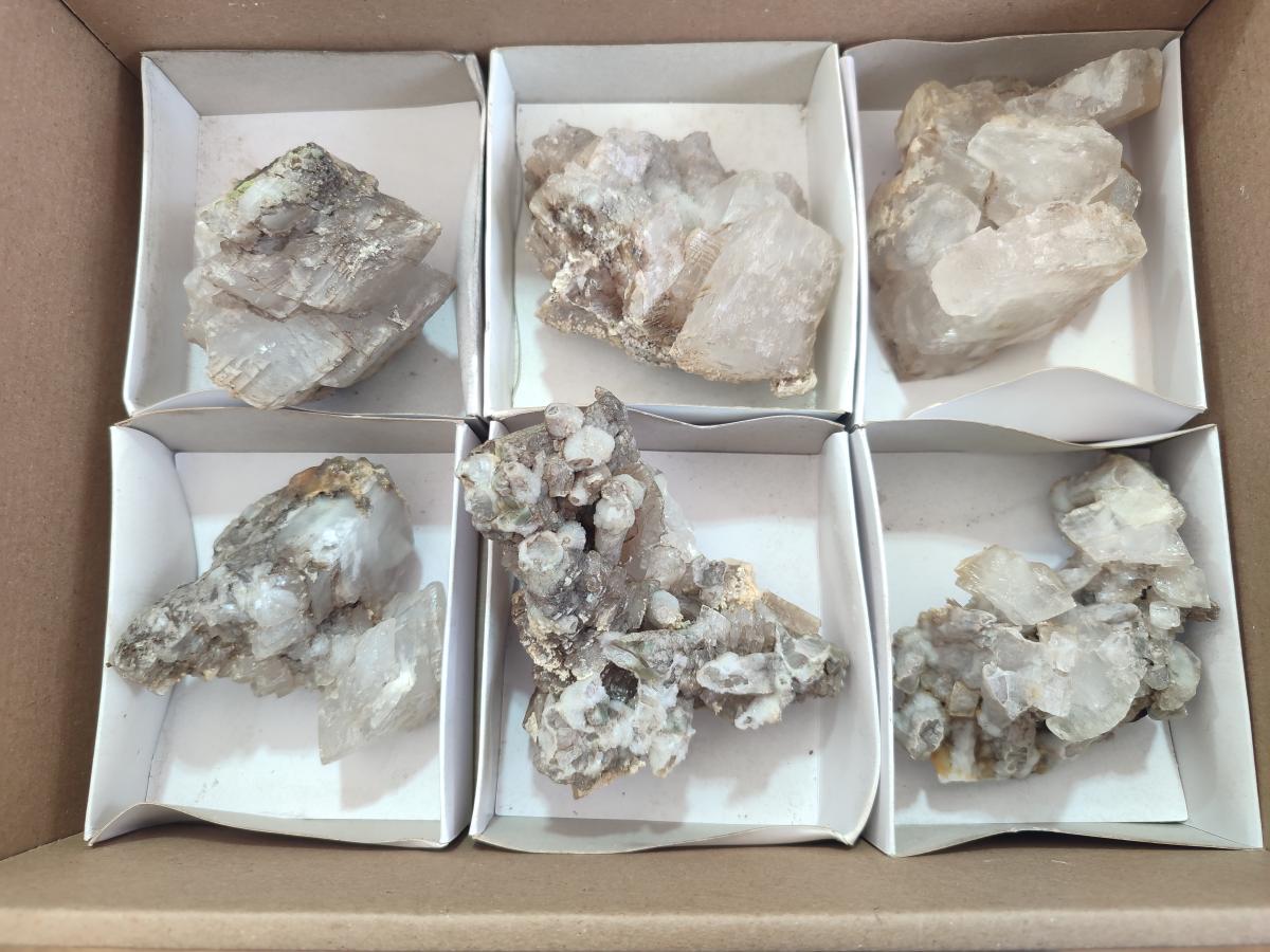 Natural Stacked Rhombohedral Calcite Specimens x 6 From Albert's Mountain, Lesotho - Toprock Gemstones and Minerals 