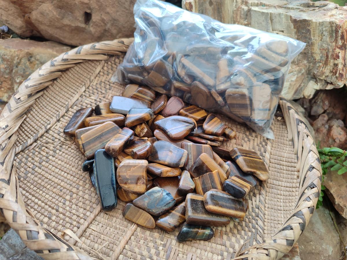 Polished Golden Tigers Eye Tumbled Slices x 2,05 Kg Lot From Prieska, South Africa - Toprock Gemstones and Minerals 