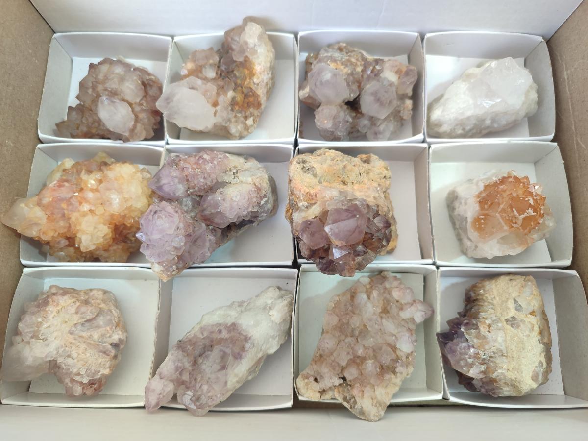 Natural Mix of Spirit Quartz Clusters x 12 From Boekenhouthoek, South Africa - Toprock Gemstones and Minerals 
