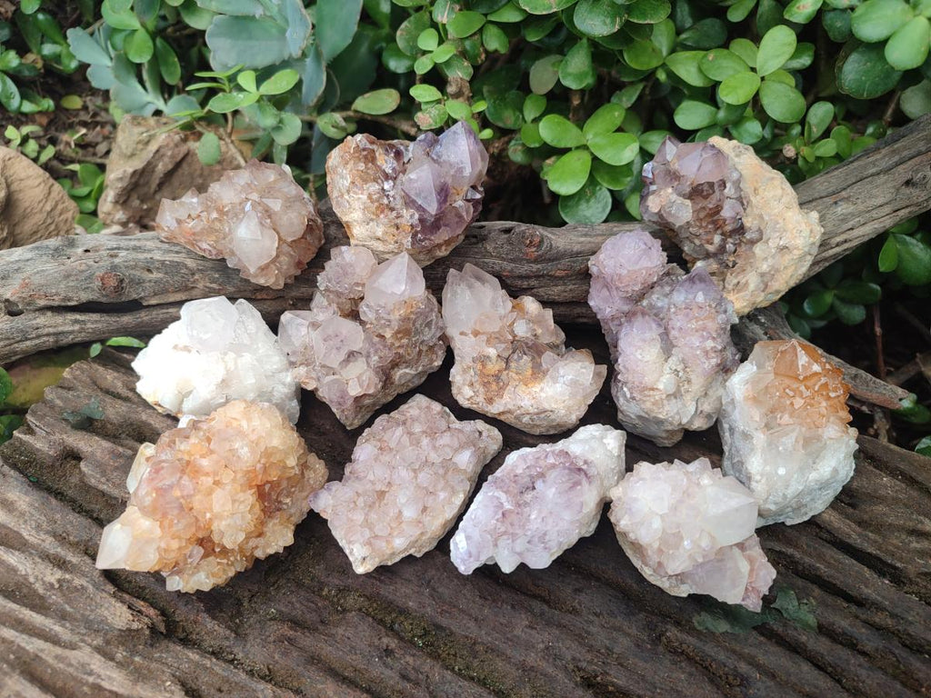 Natural Mix of Spirit Quartz Clusters x 12 From Boekenhouthoek, South Africa - Toprock Gemstones and Minerals 