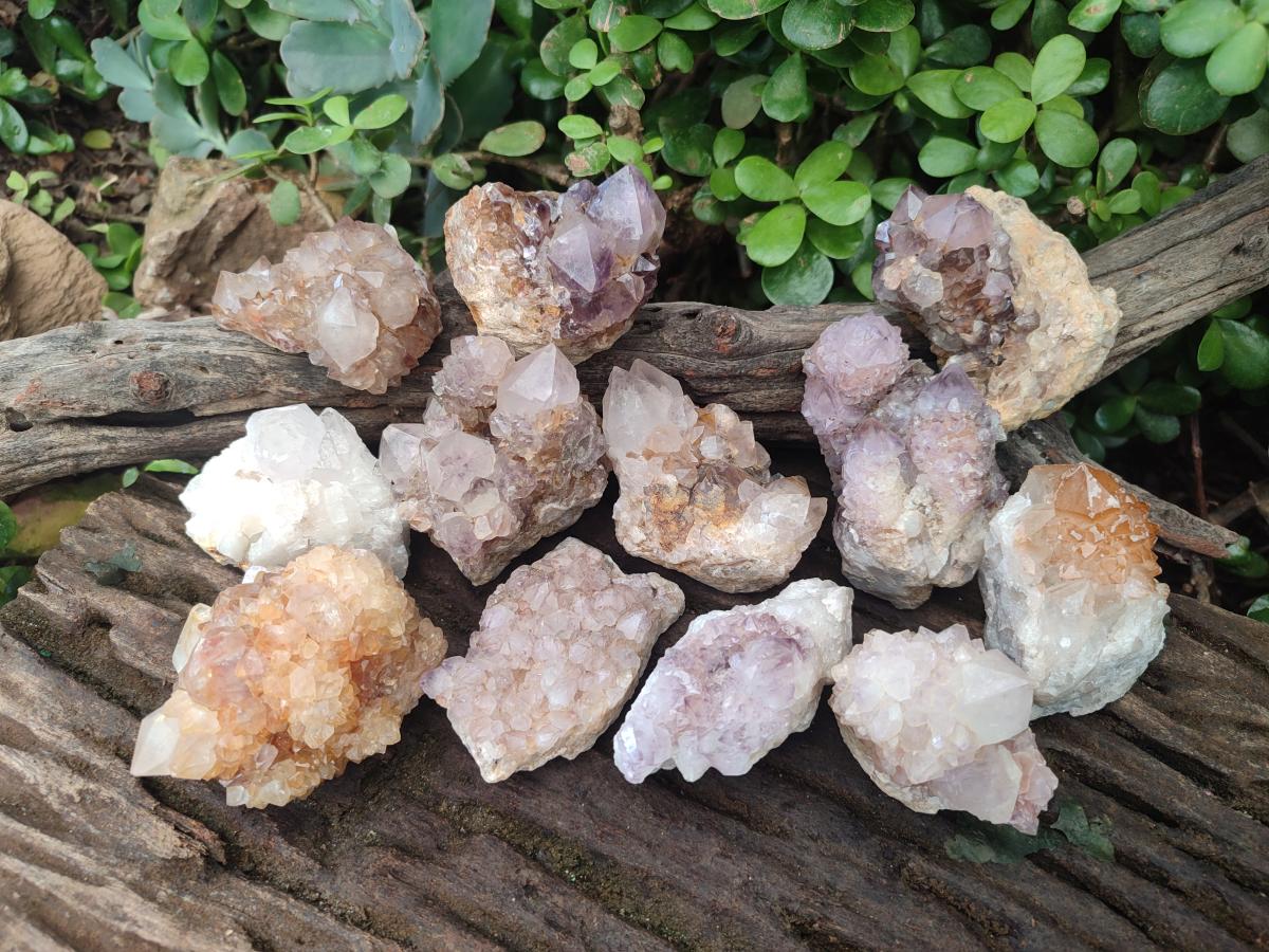 Natural Mix of Spirit Quartz Clusters x 12 From Boekenhouthoek, South Africa - Toprock Gemstones and Minerals 