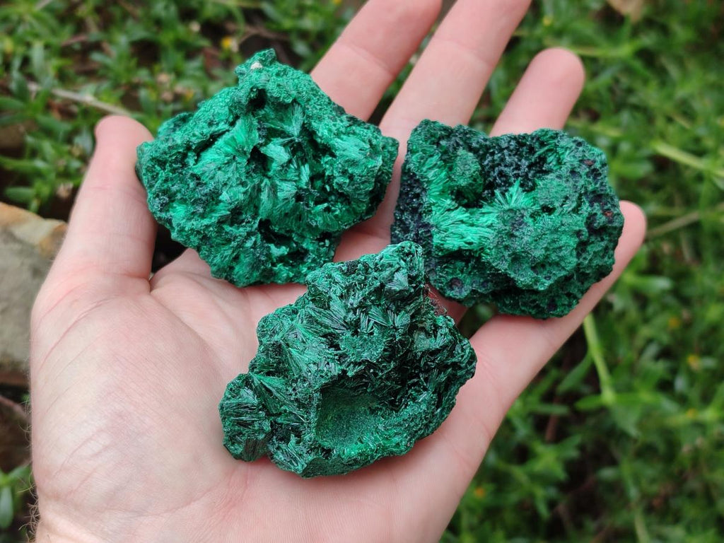 Natural Silky Malachite Specimens x 13 From Kasompe, Congo - Toprock Gemstones and Minerals 