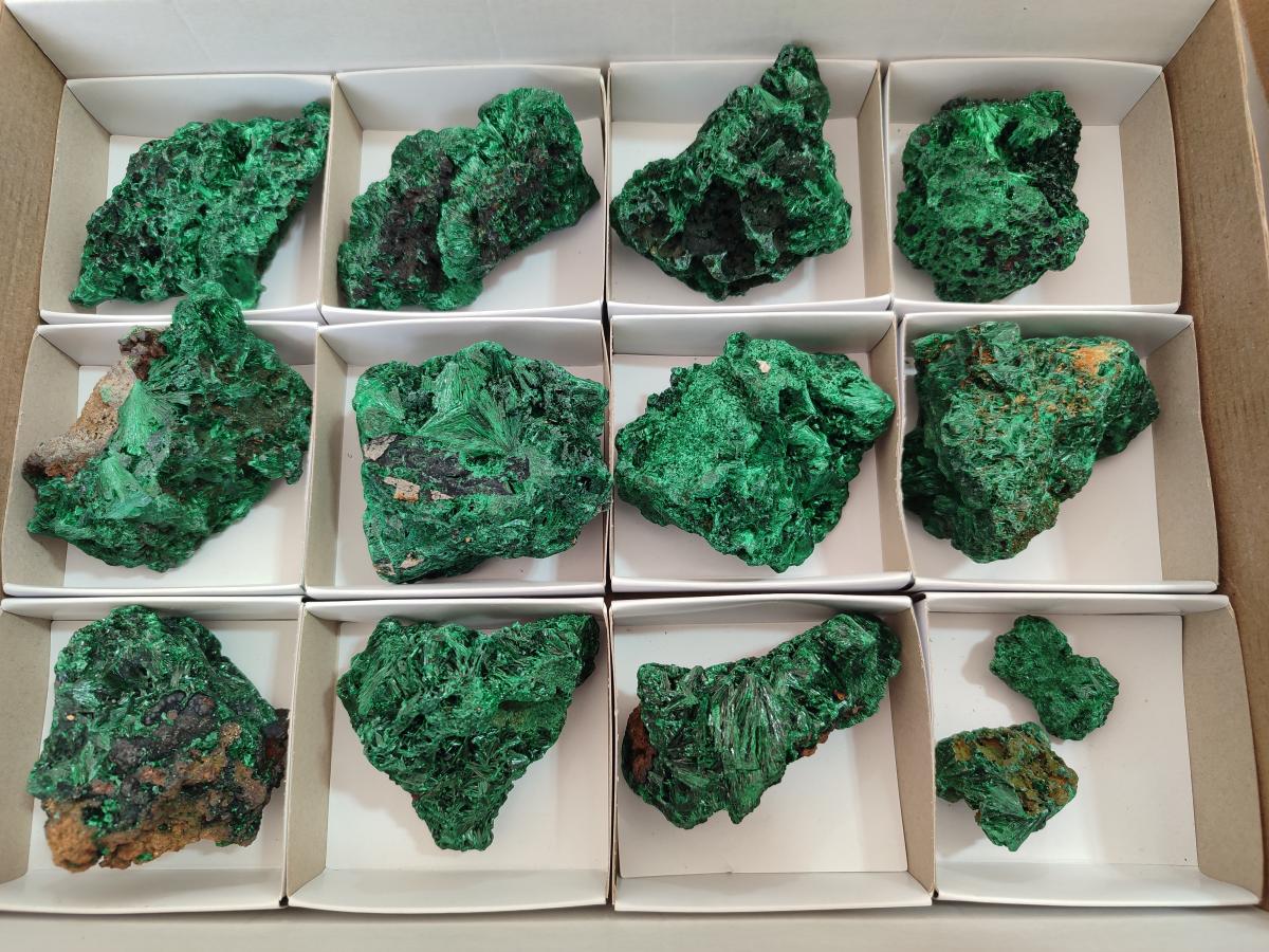 Natural Silky Malachite Specimens x 13 From Kasompe, Congo - Toprock Gemstones and Minerals 