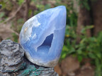 Polished and Natural Blue Lace Agate Standing Display Pieces x 6 From Nsanje, Malawi - Toprock Gemstones and Minerals 