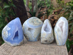 Polished and Natural Blue Lace Agate Standing Display Pieces x 6 From Nsanje, Malawi - Toprock Gemstones and Minerals 