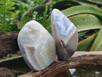Polished and Natural Blue Lace Agate Standing Display Pieces x 6 From Nsanje, Malawi - Toprock Gemstones and Minerals 