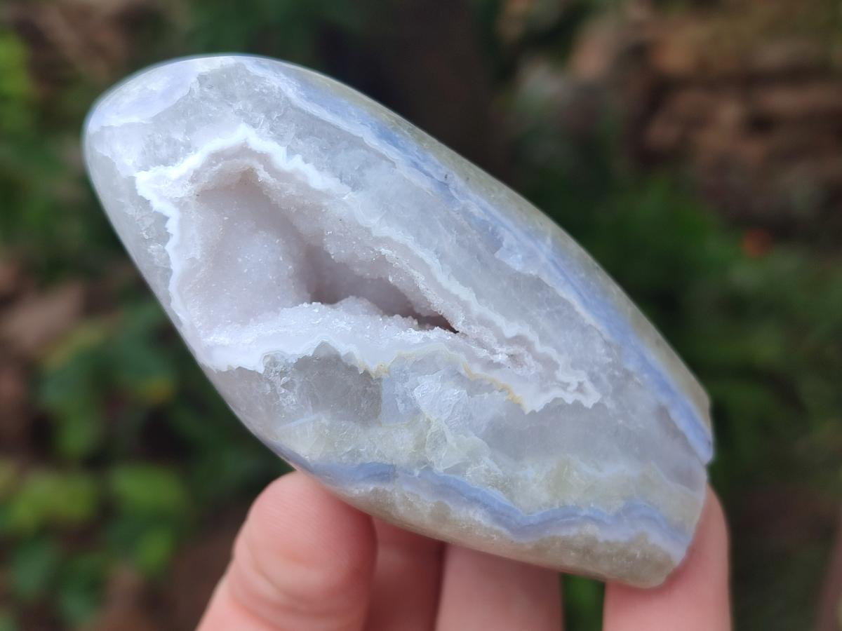 Polished and Natural Blue Lace Agate Standing Display Pieces x 6 From Nsanje, Malawi - Toprock Gemstones and Minerals 