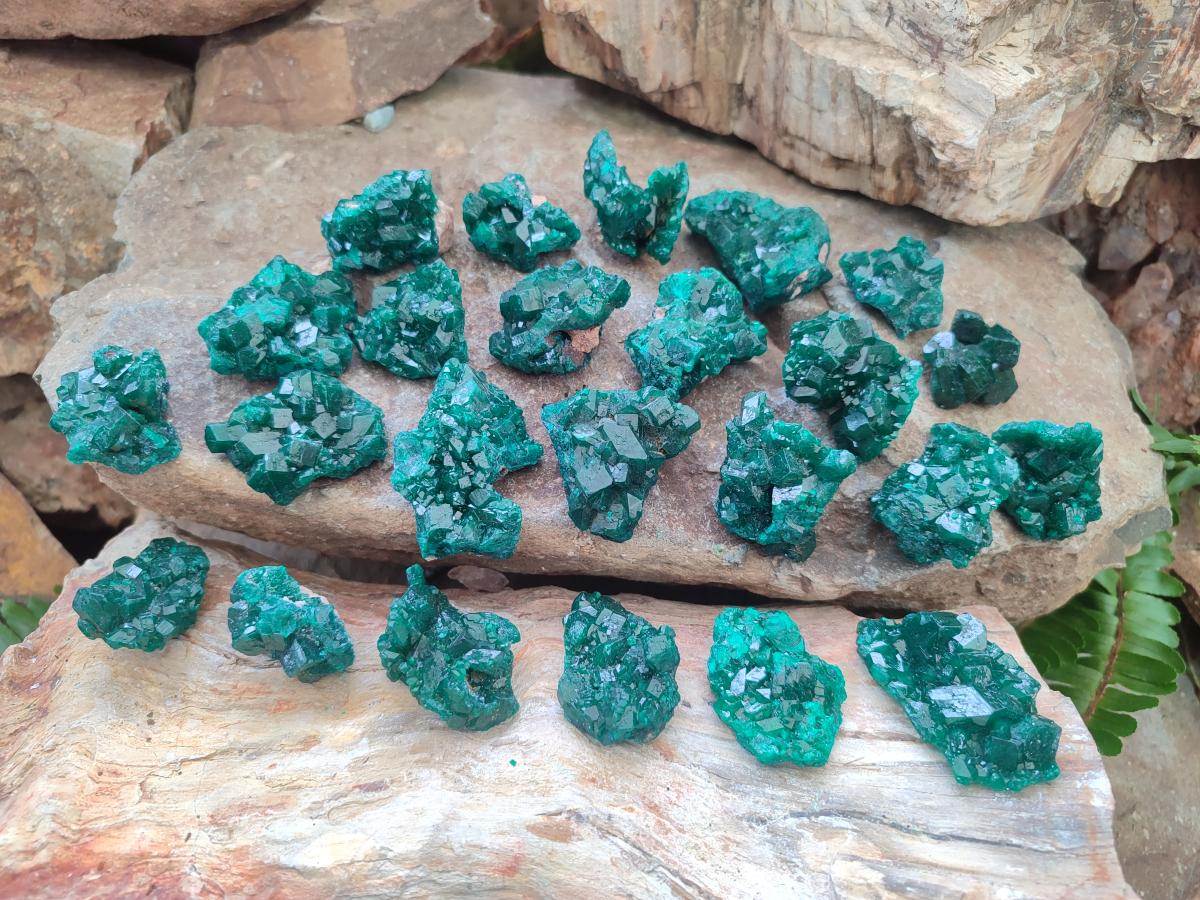 Natural Dioptase Specimens on Dolomite Matrix x 24 From Tantara Mine, Congo - Toprock Gemstones and Minerals 