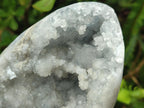 Polished and Natural Blue Celestite Crystal Geode Eggs x 2 From Sakoany, Madagascar - Toprock Gemstones and Minerals 
