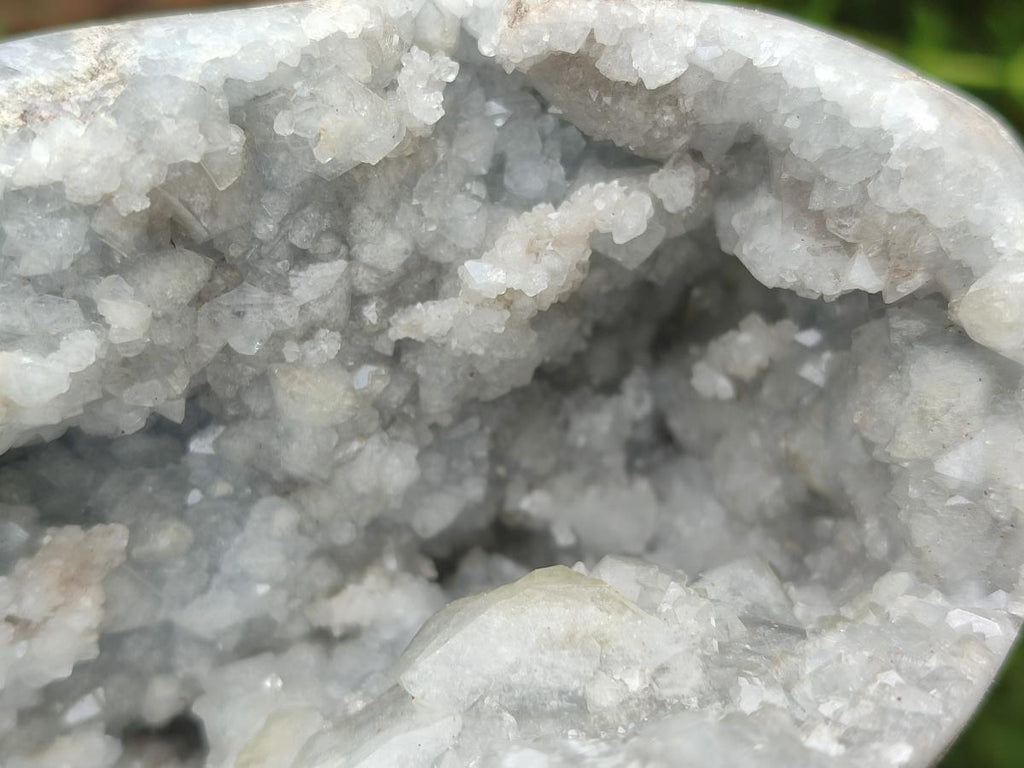Polished and Natural Blue Celestite Crystal Geode Eggs x 2 From Sakoany, Madagascar - Toprock Gemstones and Minerals 