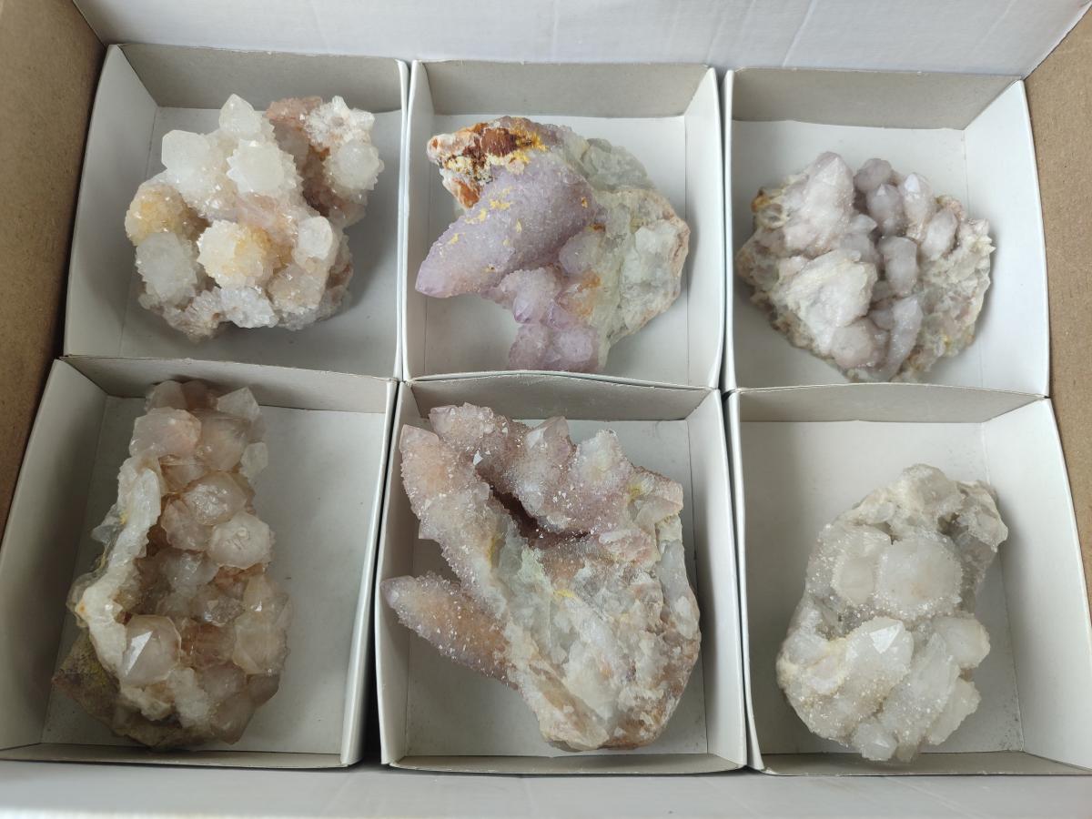 Natural Mix of Spirit Quartz Clusters x 6 From Boekenhouthoek, South Africa - Toprock Gemstones and Minerals 