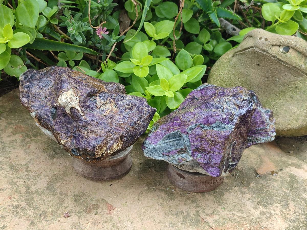Natural Large Metallic Cobbed Purpurite Specimens x 2 From Erongo, Namibia - Toprock Gemstones and Minerals 