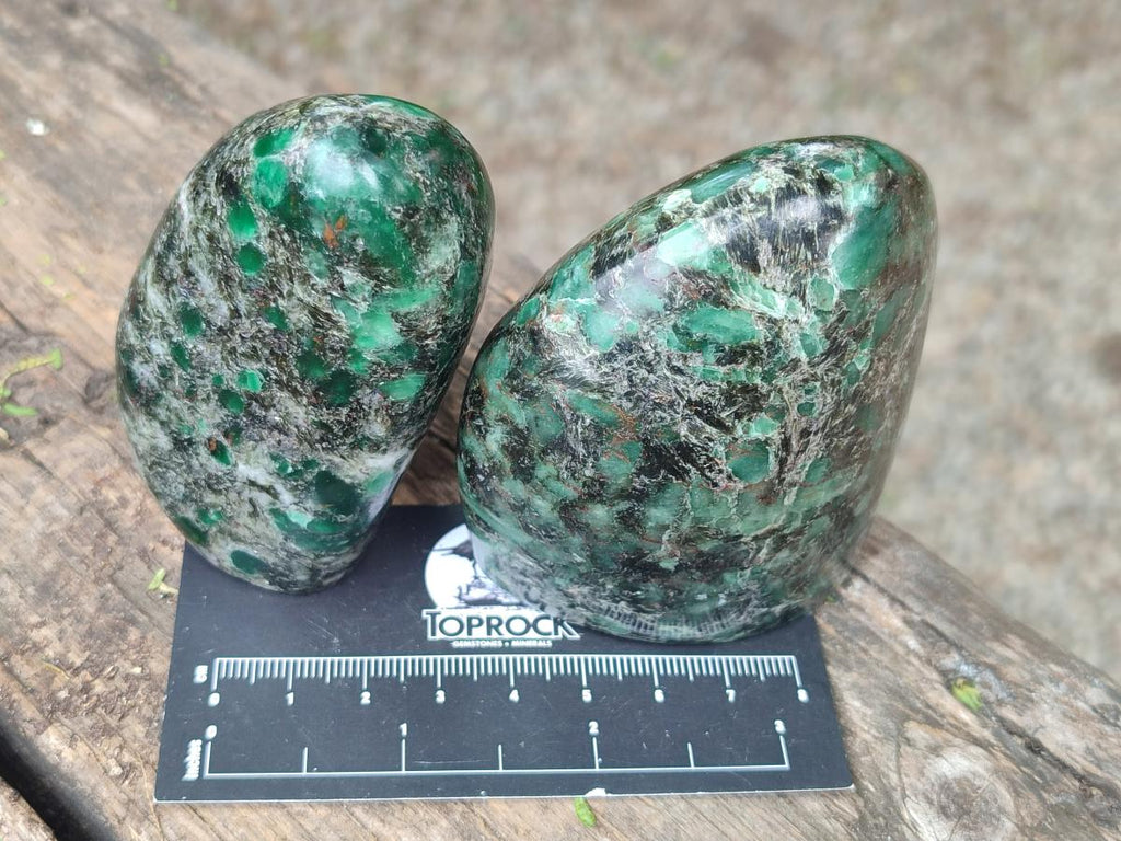 Polished Emerald Mica 'Mutokolite' Standing Display Pieces x 3 From Mutoko, Zimbabwe - Toprock Gemstones and Minerals 
