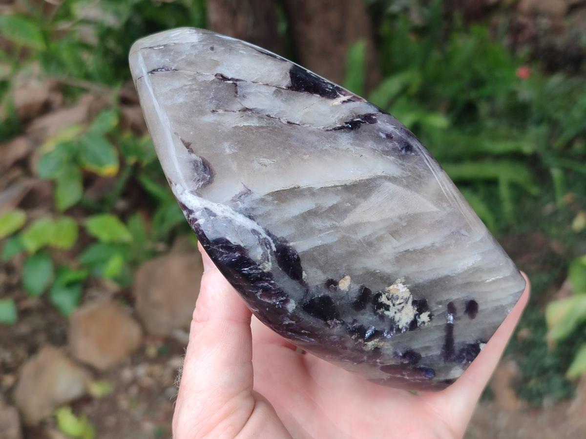 Polished Large Silver Leaf Lepidolite Standing Display Piece x 1 From Zimbabwe - Toprock Gemstones and Minerals 