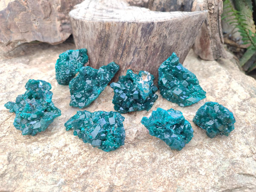Natural Small Dioptase Specimens on Dolomite Matrix x 8 From Tantara Mine, Congo - Toprock Gemstones and Minerals 