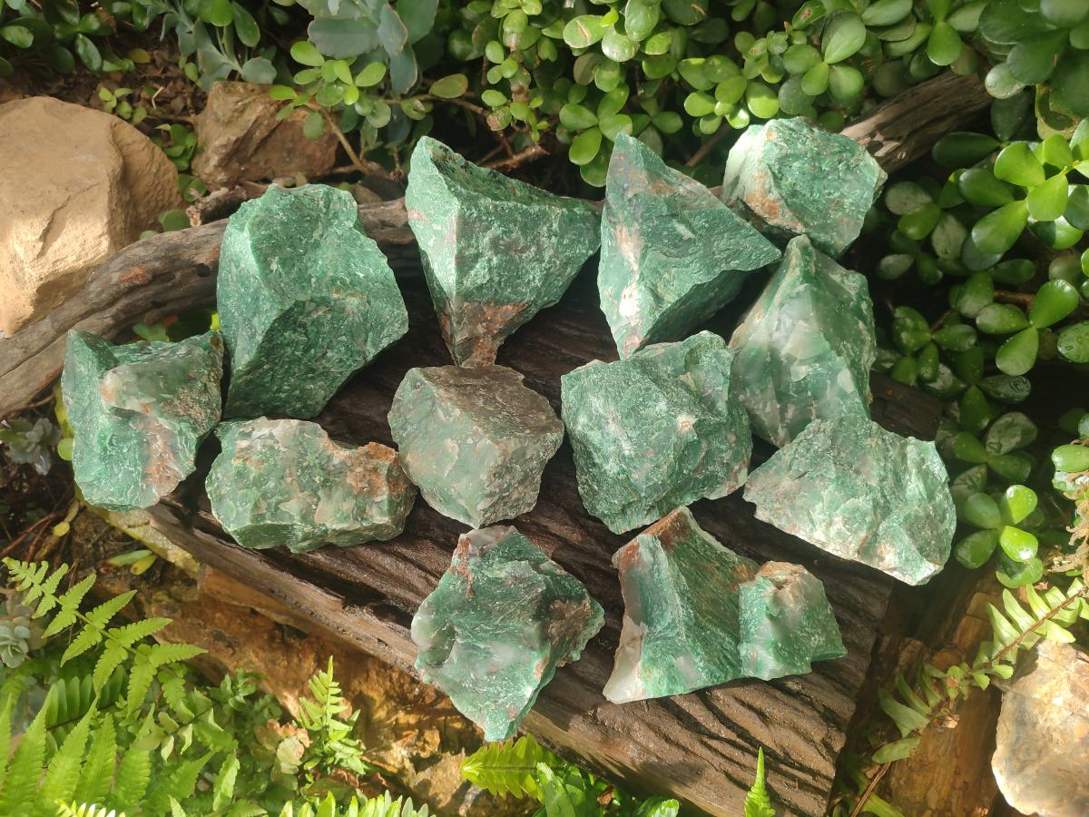Natural Swazi Jade Cobbed Specimens x 12 From Swaziland