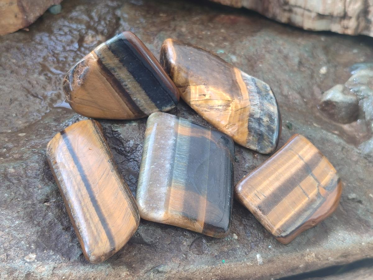 Polished Golden Tigers Eye Tumbled Free Forms x 70 From Prieska, South Africa