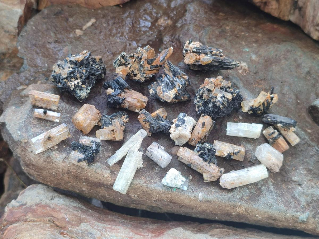 Natural Goshenite Aquamarine Specimens with Schorl Black Tourmaline x 70 From Erongo, Namibia