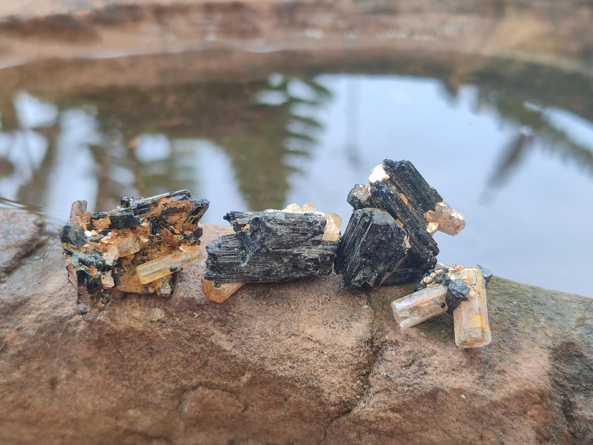 Natural Goshenite Aquamarine Specimens with Schorl Black Tourmaline x 70 From Erongo, Namibia