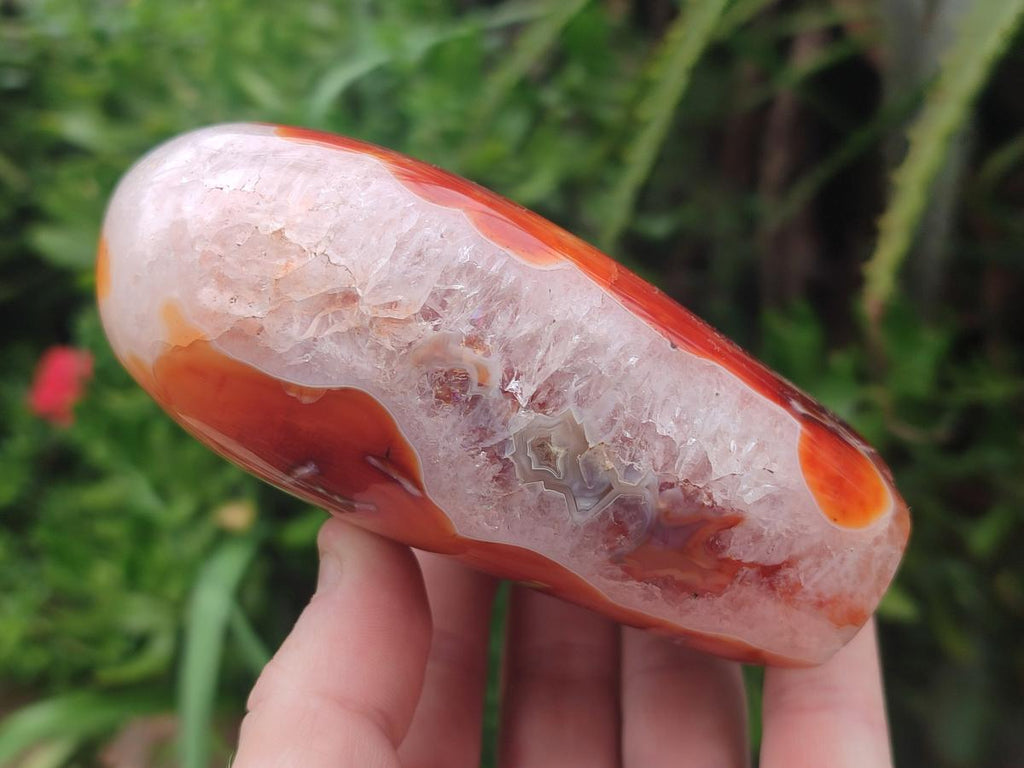 Polished and Natural Carnelian Agate Gemstone Standing Display Pieces x 2 From Madagascar