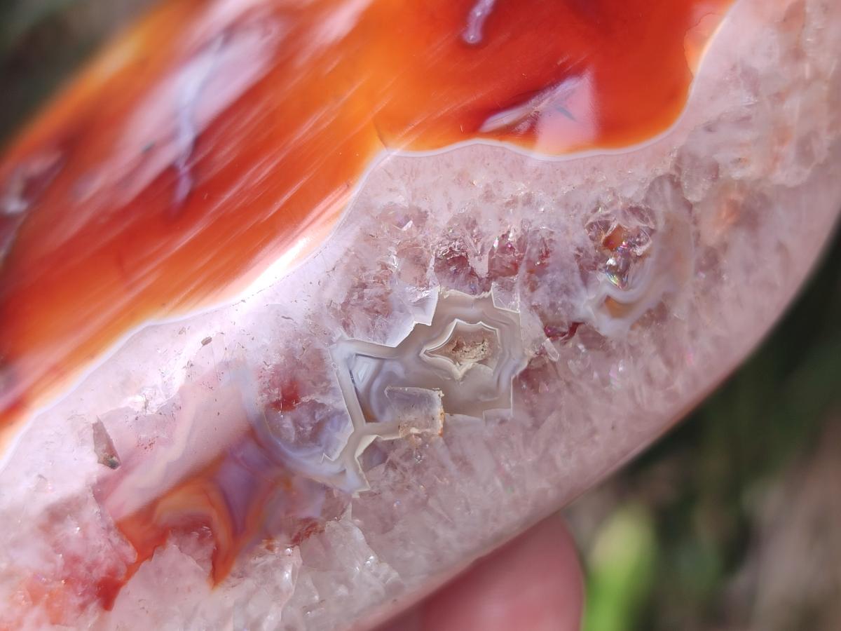 Polished and Natural Carnelian Agate Gemstone Standing Display Pieces x 2 From Madagascar