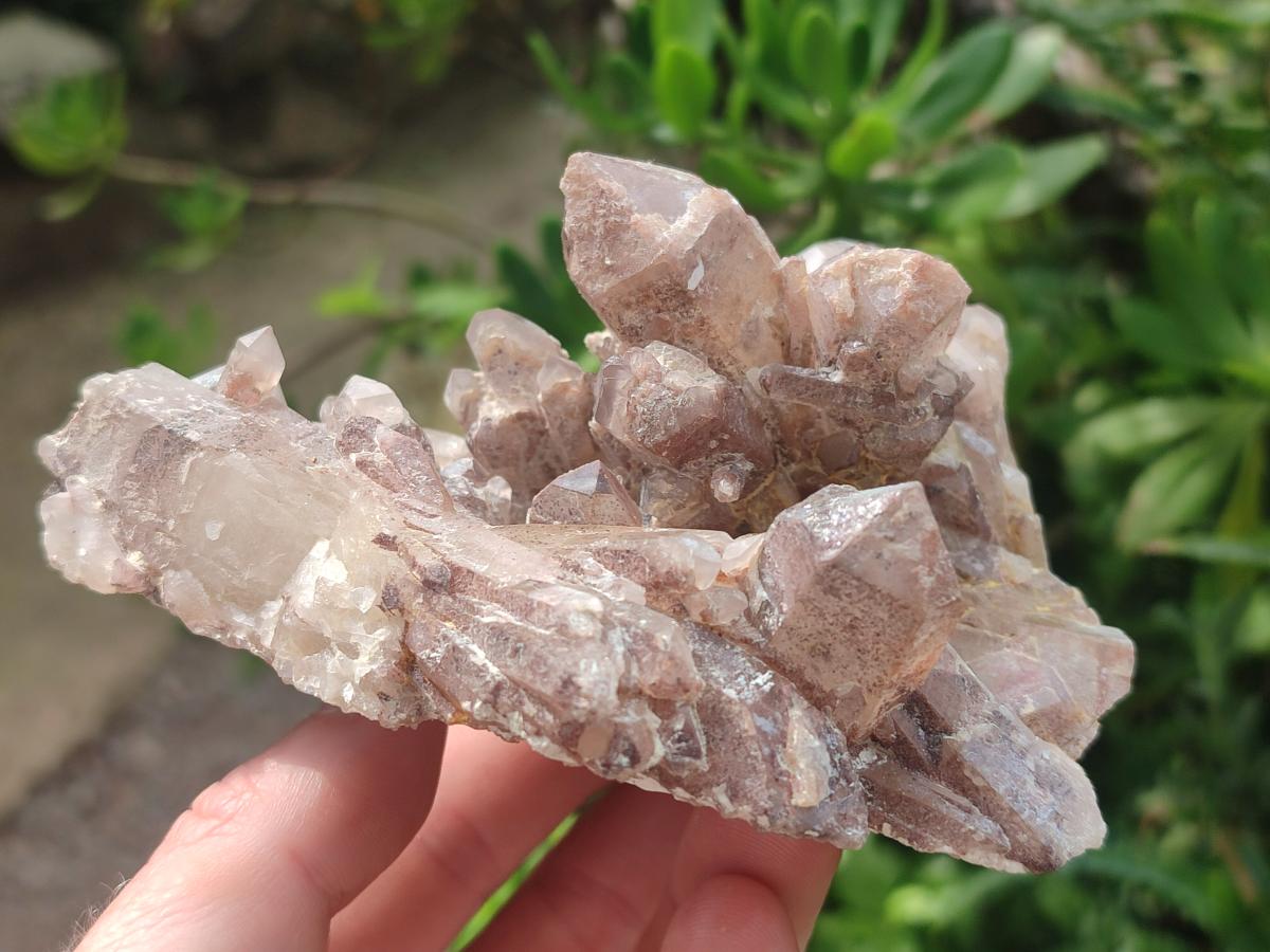 Natural Red Hematoid Quartz Clusters x 3 From Karoi, Zimbabwe