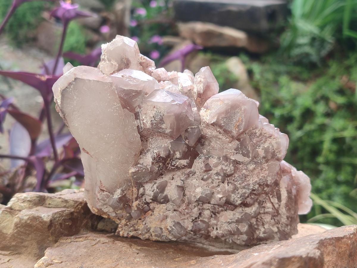 Natural Red Hematoid Quartz Clusters x 3 From Karoi, Zimbabwe