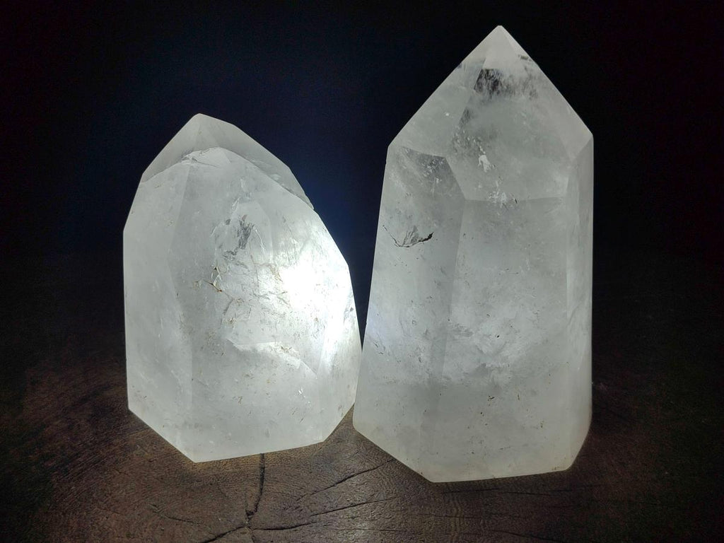 Polished White Quartz Standing Display Crystals x 2 From Madagascar