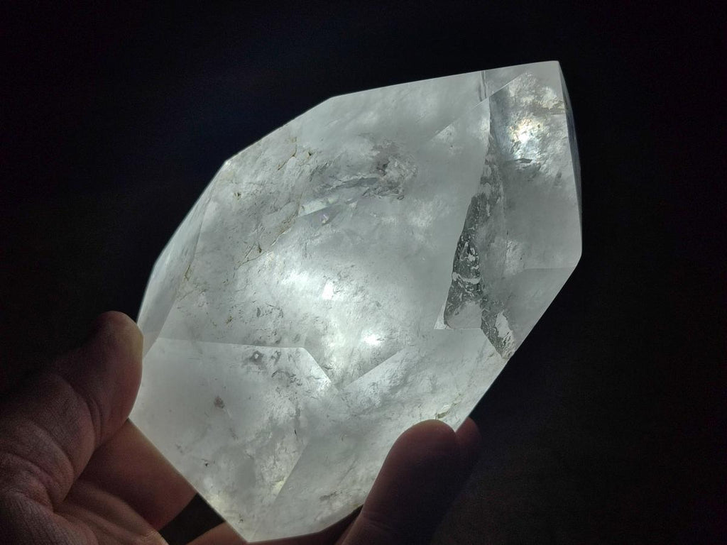 Polished White Quartz Standing Display Crystals x 2 From Madagascar