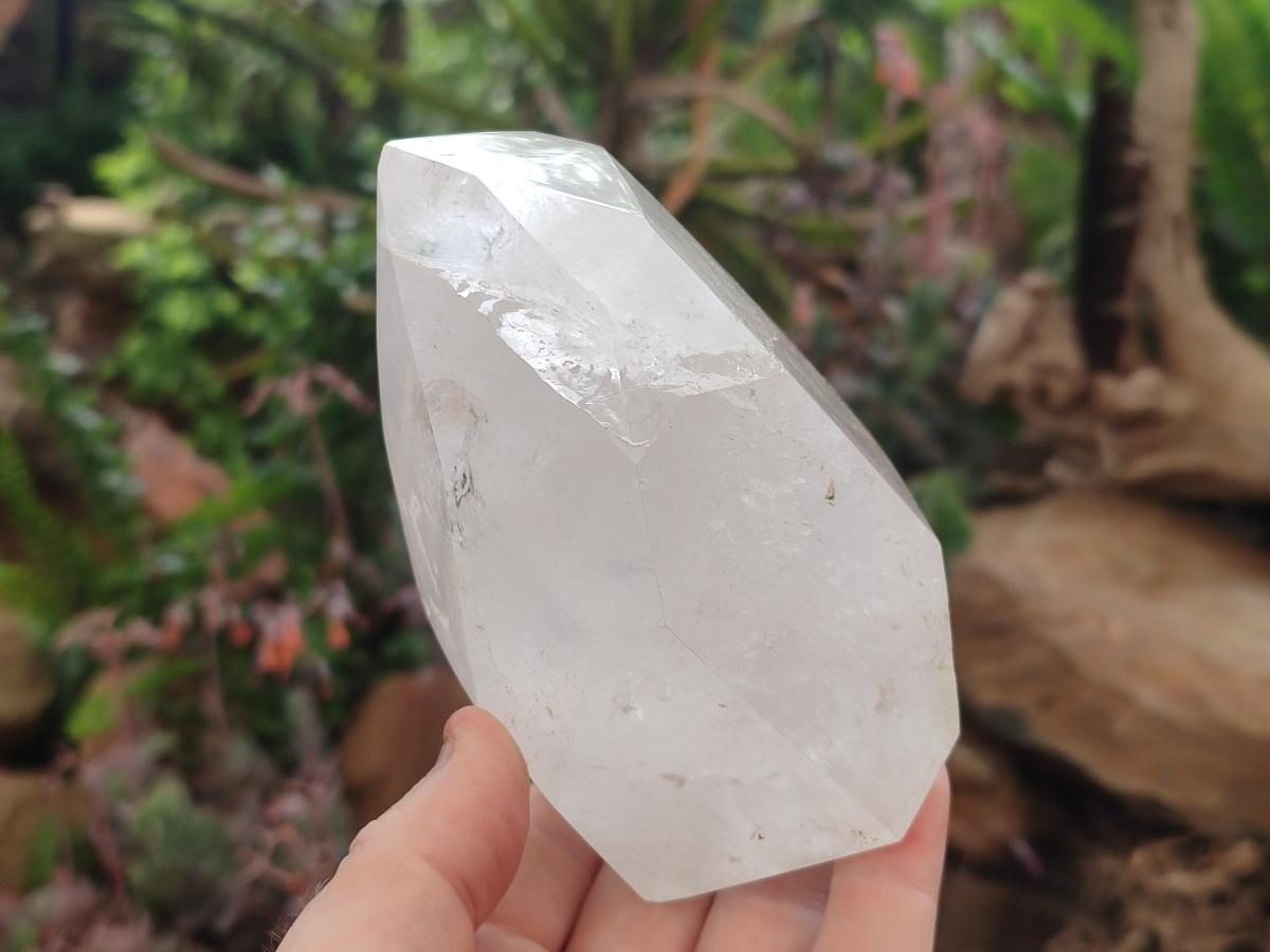 Polished White Quartz Standing Display Crystals x 2 From Madagascar