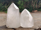 Polished White Quartz Standing Display Crystals x 2 From Madagascar