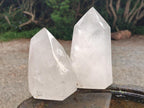 Polished White Quartz Standing Display Crystals x 2 From Madagascar