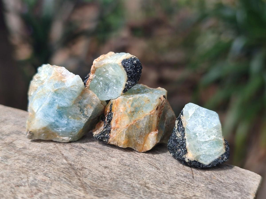 Natural Rare Aquamarine in Black Tourmaline Crystal Specimens x 1,48 Kg Lot From Karibib, Namibia