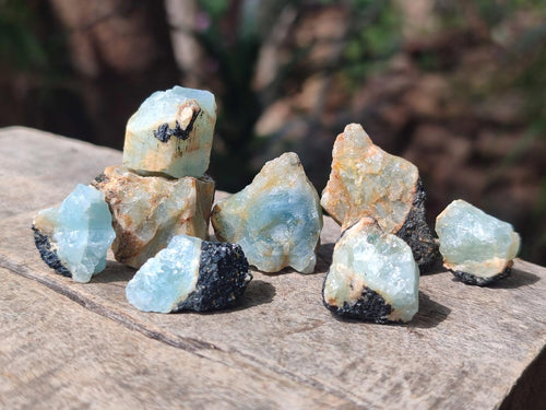 Natural Rare Aquamarine in Black Tourmaline Crystal Specimens x 1,48 Kg Lot From Karibib, Namibia