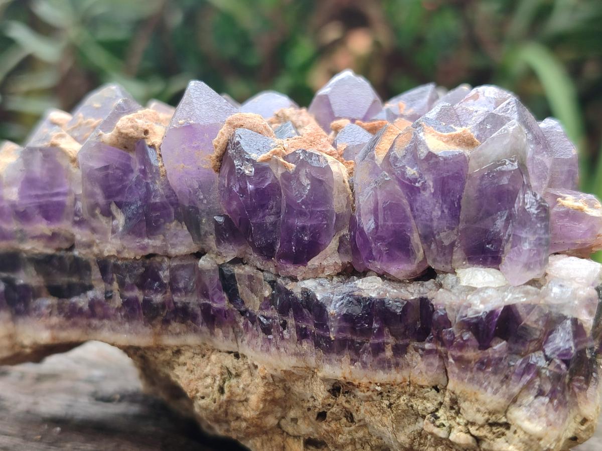 Natural Dark and Chevron Amethyst Clusters x 5 From Mapatizya, Zambia
