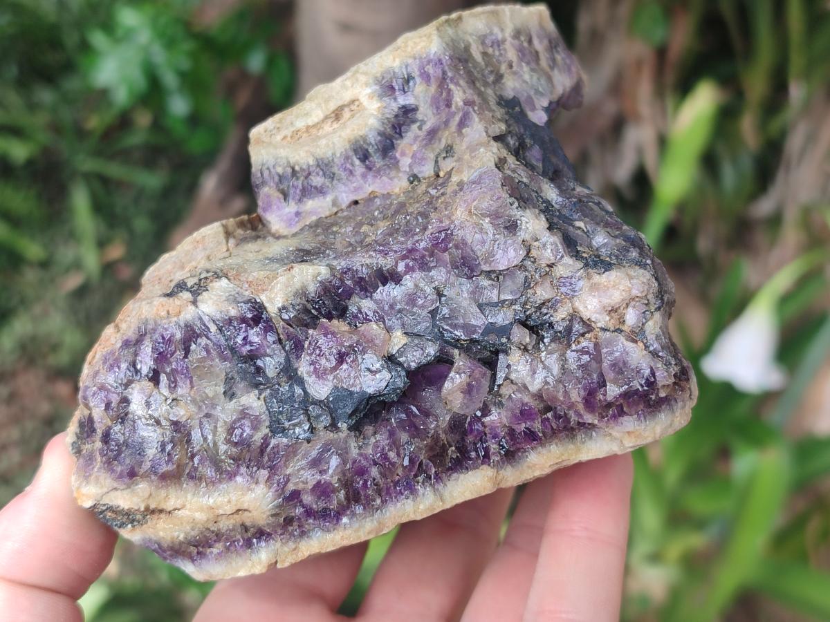 Natural Dark and Chevron Amethyst Clusters x 5 From Mapatizya, Zambia