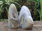 Polished and Natural Blue Lace Agate Standing Display Pieces x 2 From Nsanje, Malawi